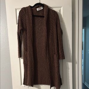 Cozy Brown Knit Cardigan Sweater